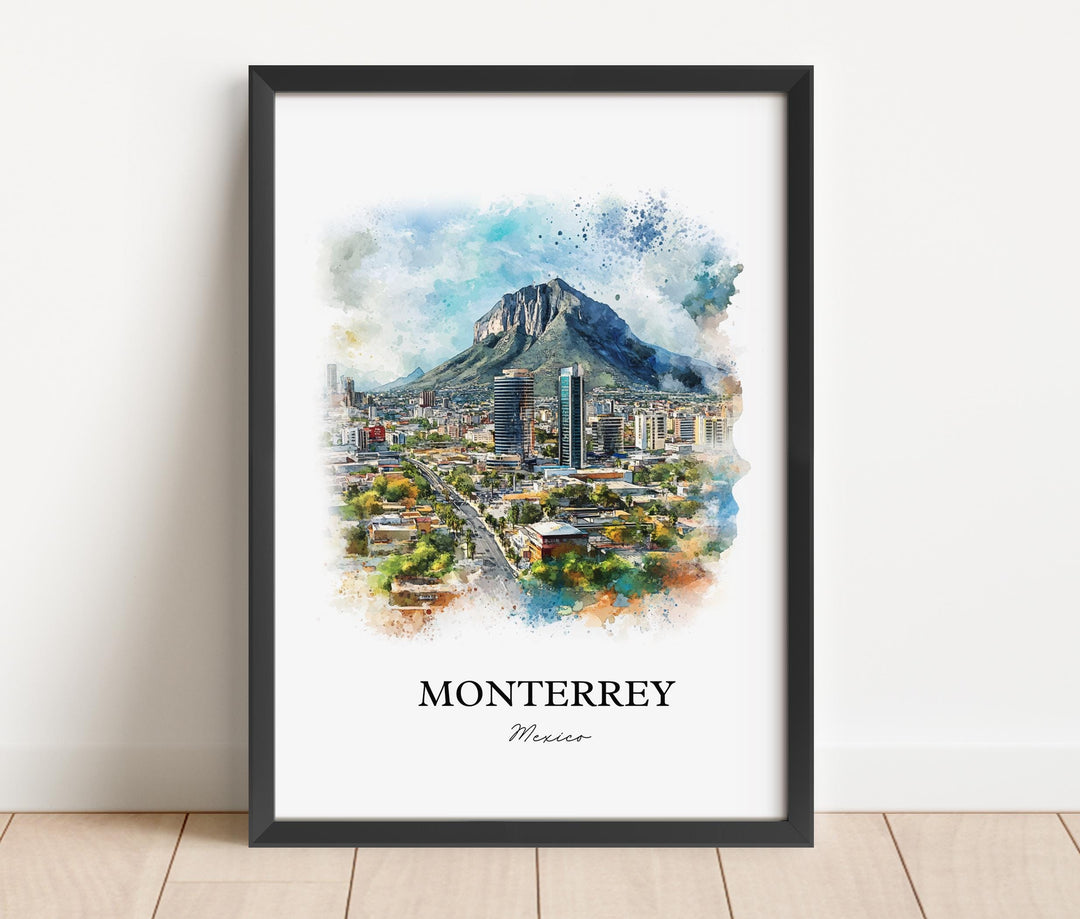 Monterrey Mexico Wall Art, Nuevo León Print, Mexico Watercolor Art, Monterrey MX Gift, Travel Print, Travel Poster, Housewarming Gift