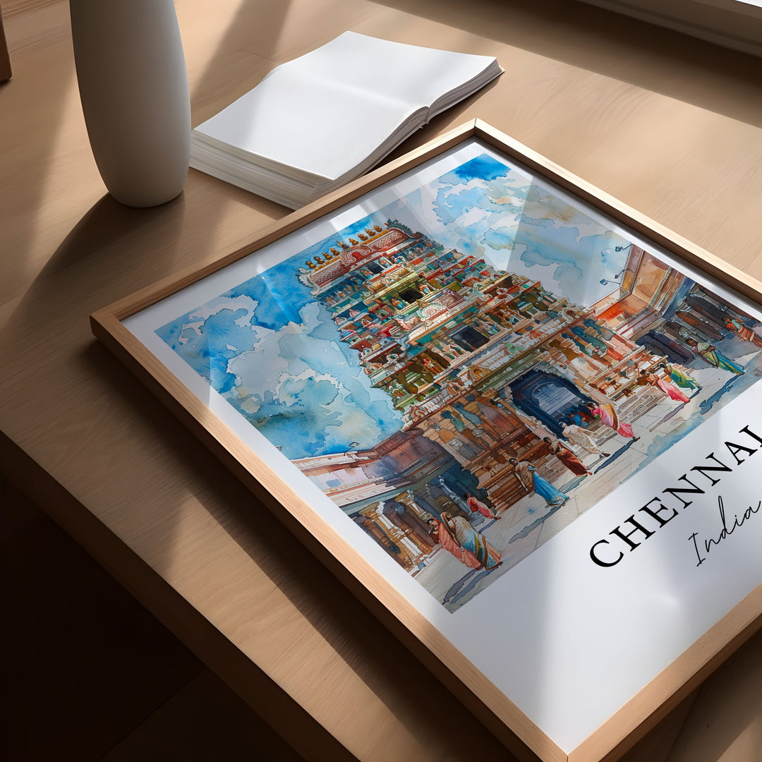 Chennai India Wall Art, Chennai Print, Chennai Watercolor, Chennai India Gift,