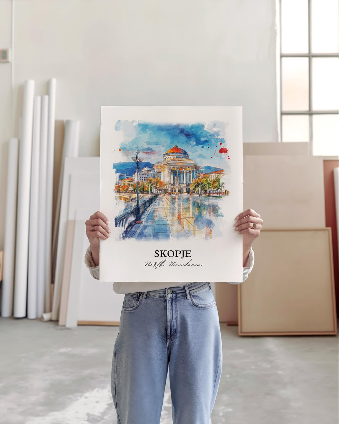 Skopje, North Macedonia – Watercolor Art Print