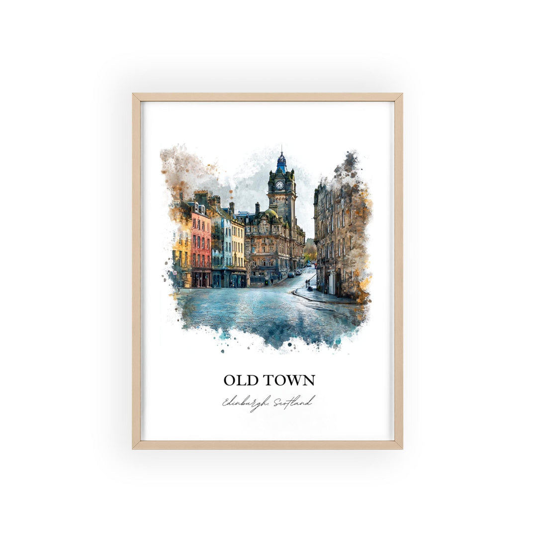 Edinburgh, Scotland – Watercolor Art Print of Old Town