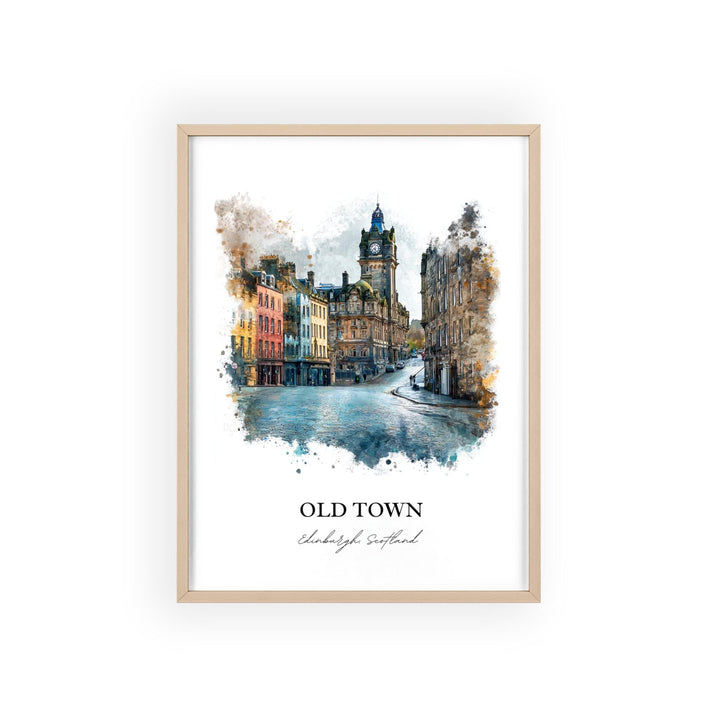 Edinburgh, Scotland – Watercolor Art Print of Old Town