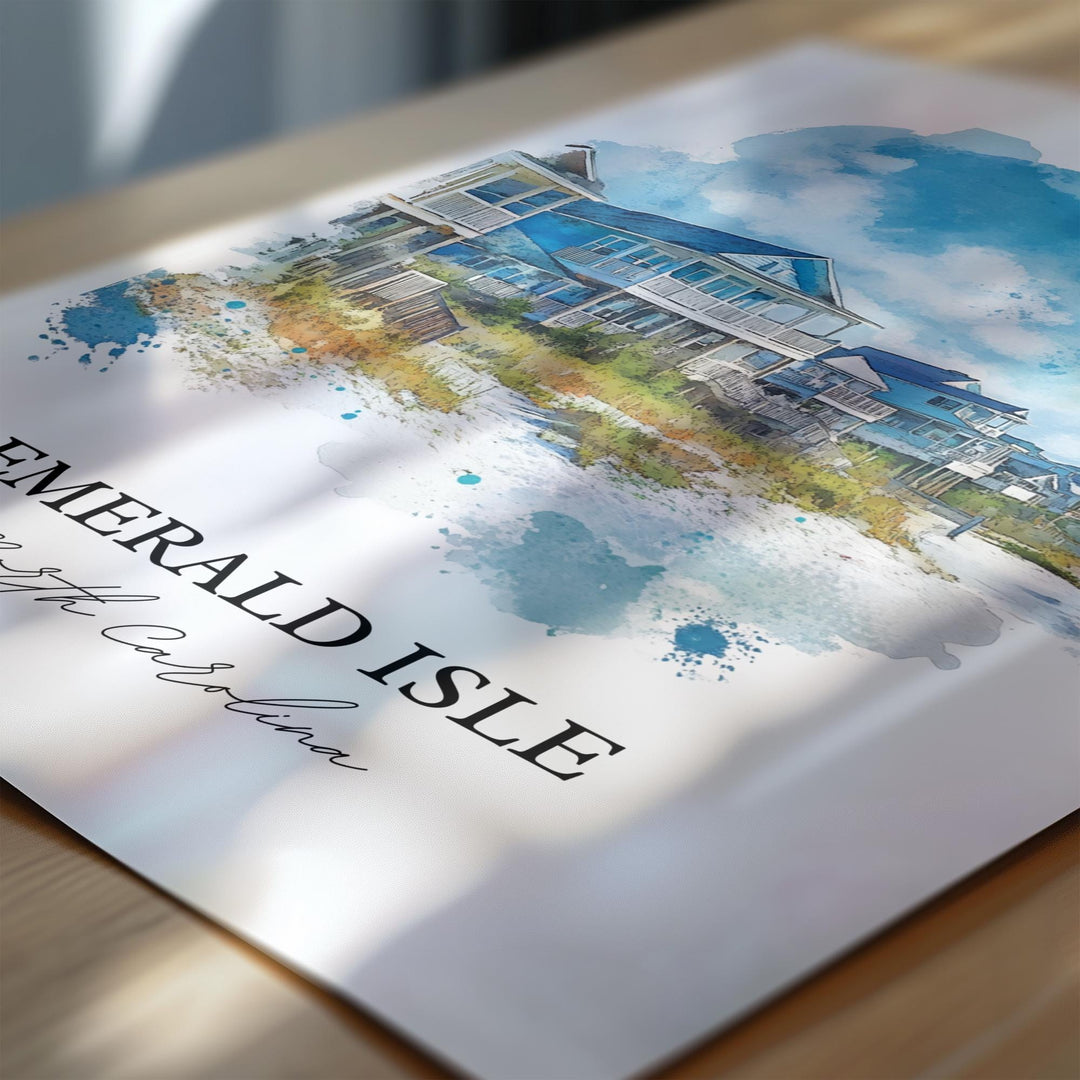 Emerald Isle Art, Bogue Banks Island Print, North Carolina Artwork, Emerald Isle NC Gift, Travel Print, Travel Poster, Housewarming Gift