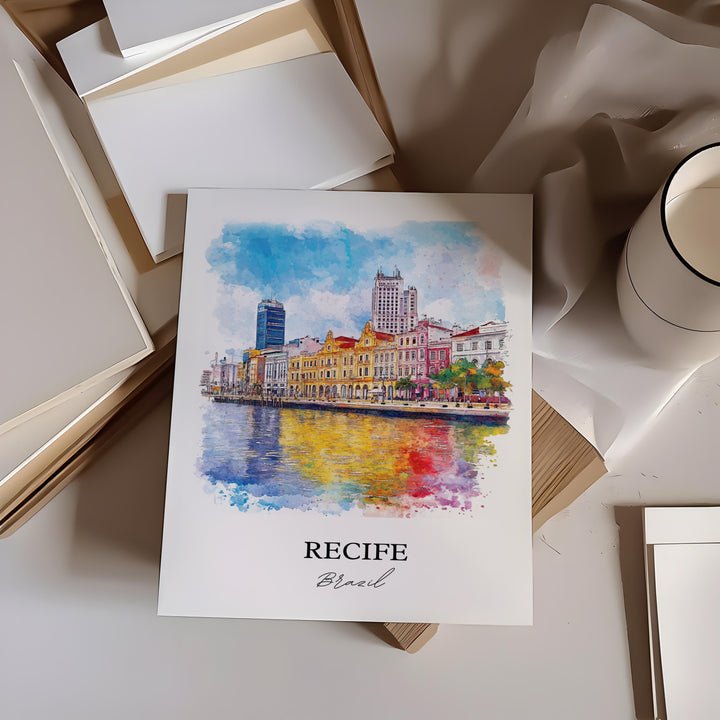 Recife Brazil Wall Art, Pernambuco Print, Brazil Watercolor Art, Recife Brazil Gift, Travel Print, Travel Poster, Housewarming Gift