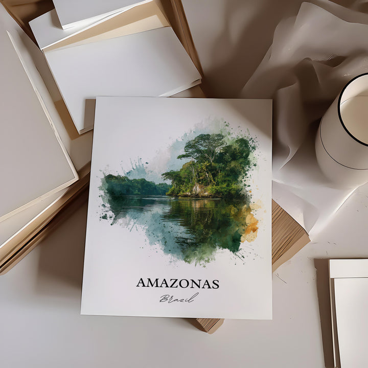 Amazonas Brazil Wall Art, Amazonas Print, Brazil Watercolor Art, Amazonas Brazil Gift, Travel Print, Travel Poster, Housewarming Gift