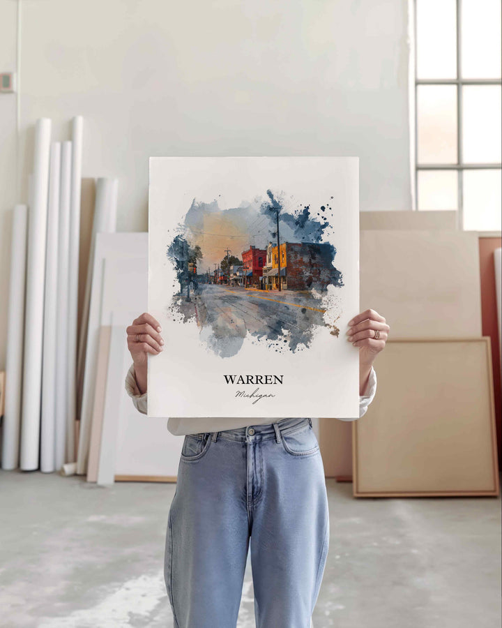 Warren, Michigan – Watercolor Art Print