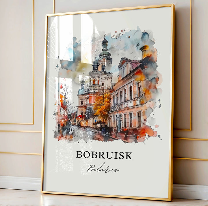 Bobruisk Wall Art, Bobruisk Print, Bobruisk Blearus Watercolor Art, Blearus Gift, Travel Poster, Belarus Housewarming Gift