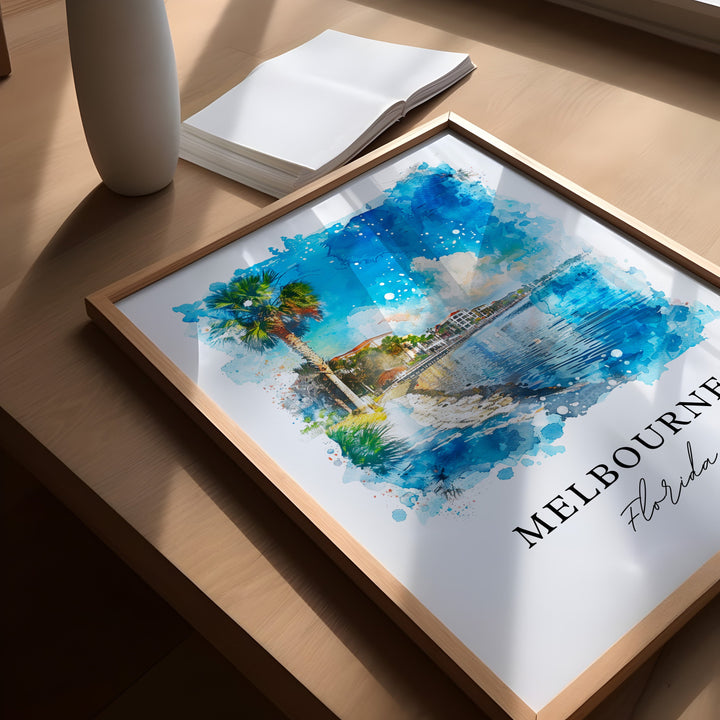 Melbourne Florida Wall Art, Melbourne FL Print, Orlando FL Watercolor, Orlando Gift,