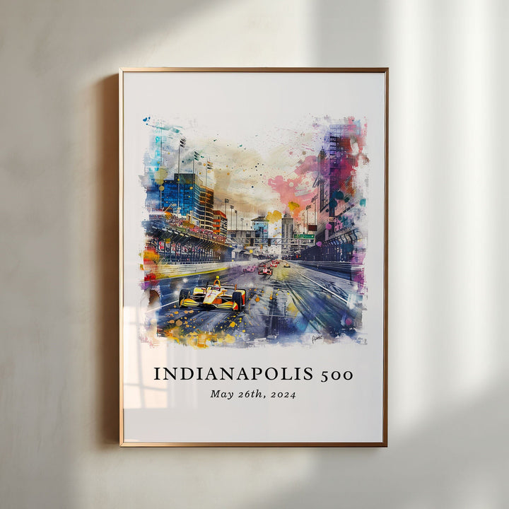 Indy 500 Wall Art, Indianpolis 500 Print, Indy 500 Watercolor, Indy 500 Art Gift,