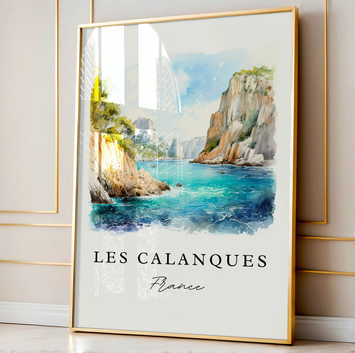 Les Calanques France wall art - Marseille France, Calanques poster print, Wedding gift, Birthday present, Custom Text, Perfect Gift