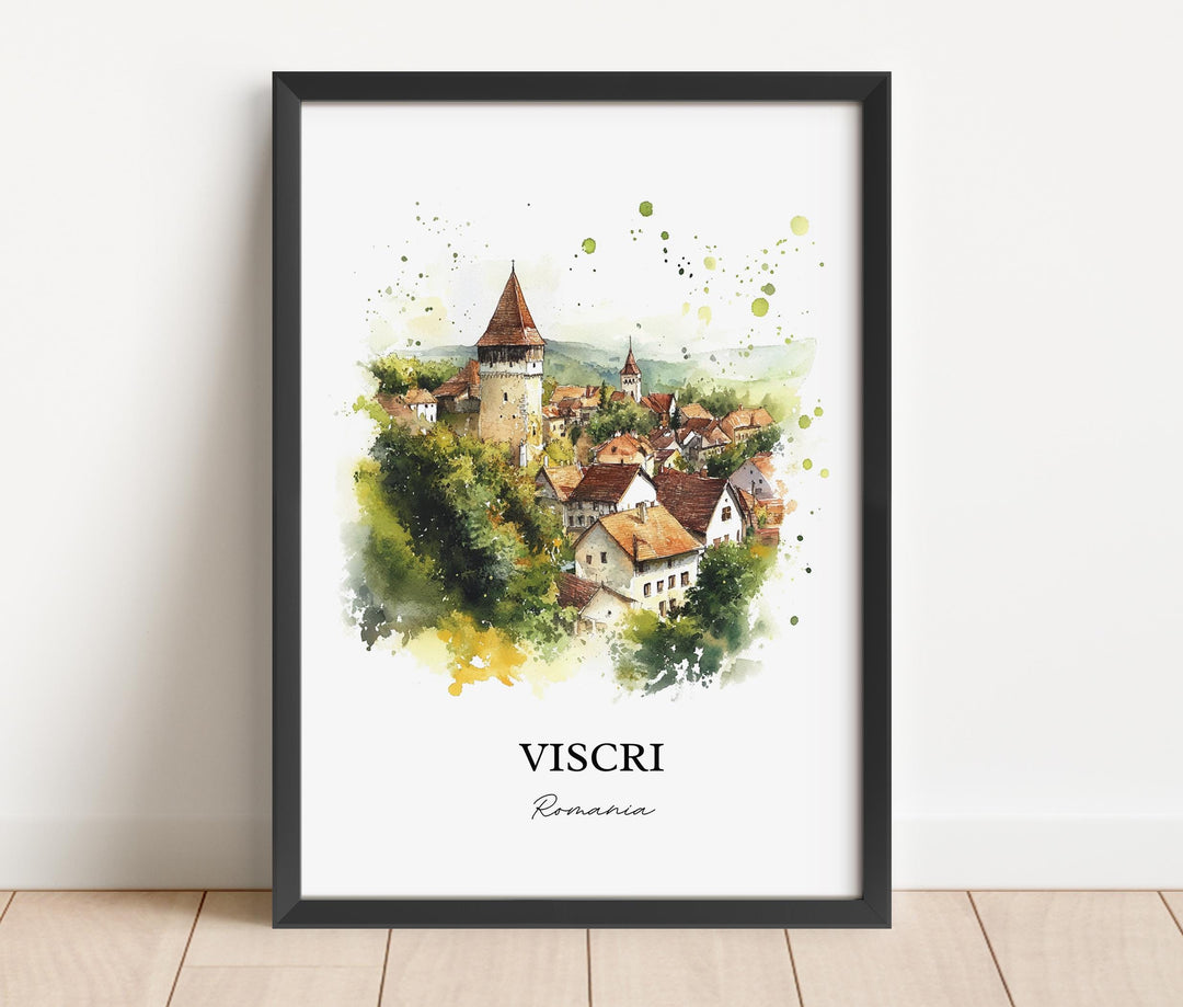 Viscri Romania Wall Art, Transylvania Print, Romania Watercolor Art, Viscri Romania Gift, Travel Print, Travel Poster, Housewarming Gift