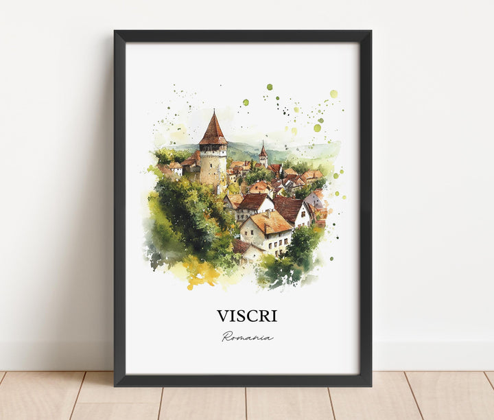 Viscri Romania Wall Art, Transylvania Print, Romania Watercolor Art, Viscri Romania Gift, Travel Print, Travel Poster, Housewarming Gift