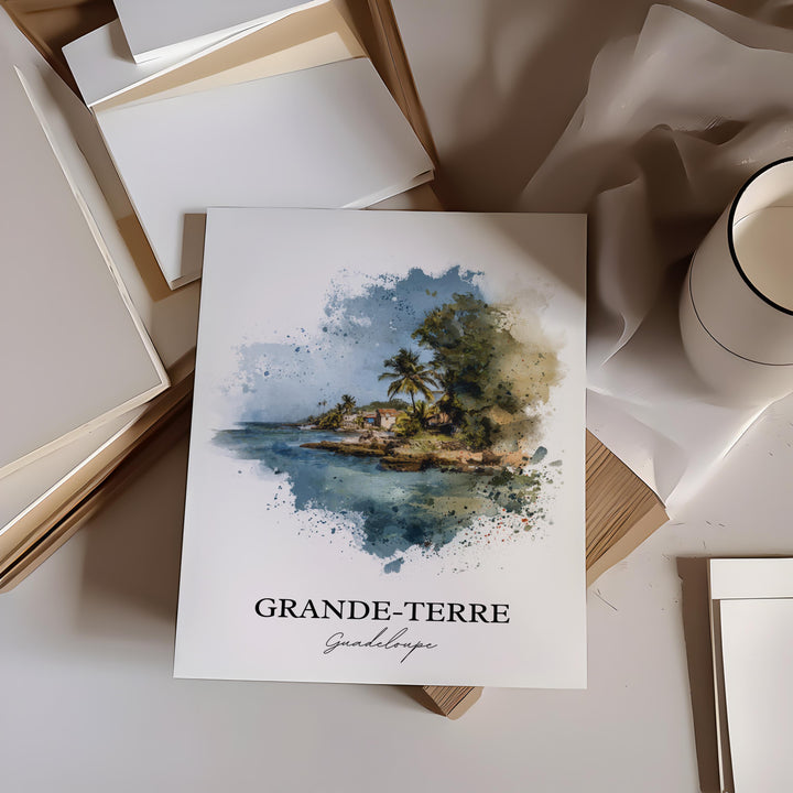 Grande-Terre Wall Art, Guadeloupe Print, Guadeloupe Watercolor Art, Guadeloupe Gift, Guadeloupe Print, Travel Poster, Housewarming Gift