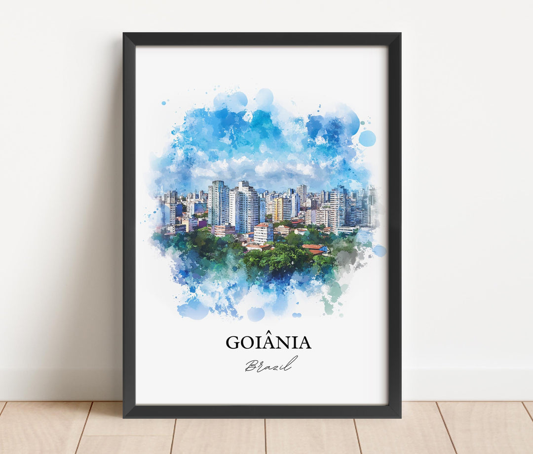 Goiânia Wall Art, Goiás State Print, Brazil Watercolor Art, Goiânia Brazil Gift, Travel Print, Travel Poster, Housewarming Gift