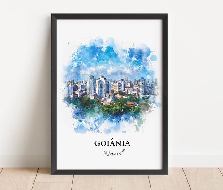 Goiânia Wall Art, Goiás State Print, Brazil Watercolor Art, Goiânia Brazil Gift, Travel Print, Travel Poster, Housewarming Gift