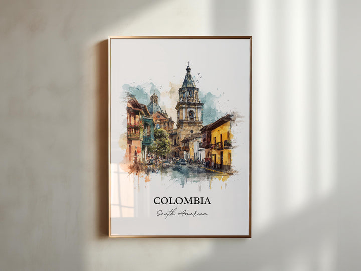 Colombia Wall Art, Colombia Print, Colombia Watercolor Art, Colombia Country Gift, Travel Print, Travel Poster, Housewarming Gift