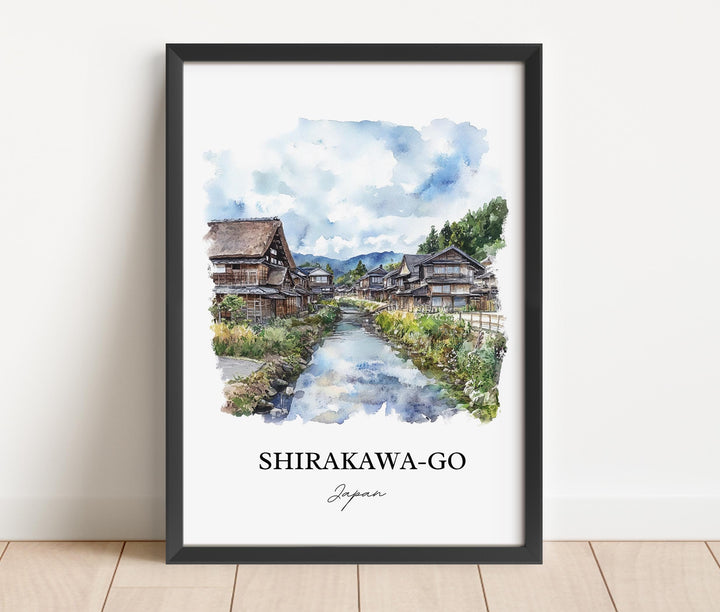 Shirakawa-Go Wall Art, Ono District Print, Japan Watercolor Art, Shirakawa Japan Gift, Travel Print, Travel Poster, Housewarming Gift