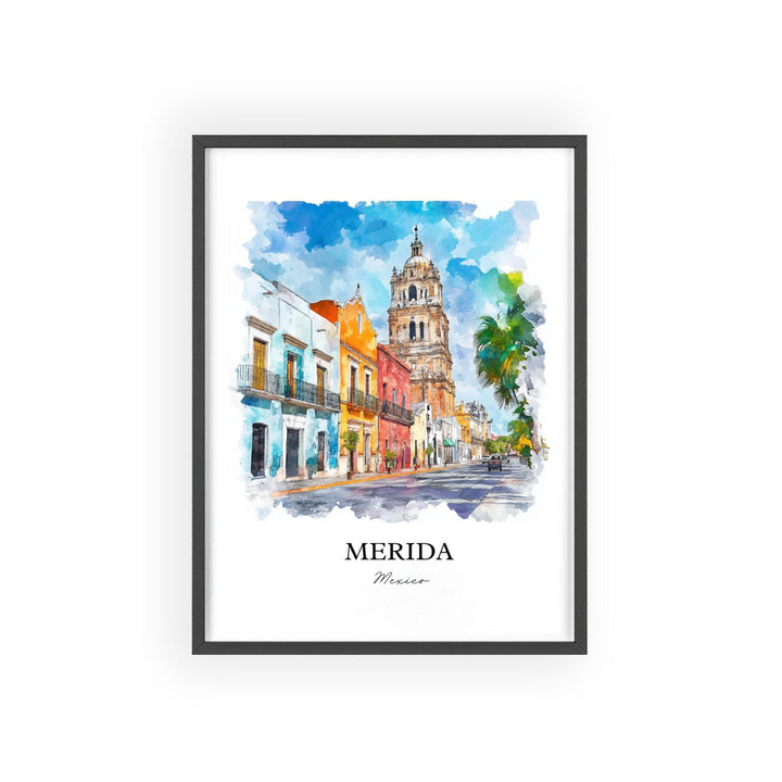 Merida Mexico Wall Art, Yucatán MX Print, Mexico Watercolor Art, Merida Gift, Travel Print, Travel Poster, Housewarming Gift