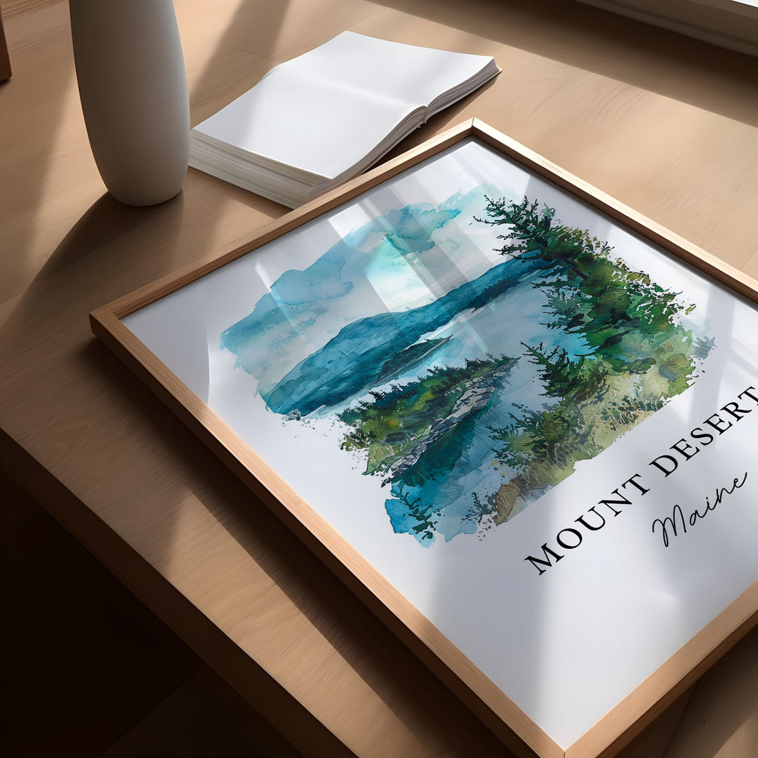Mount Desert Maine Art, Mount Desert Print,  Hancock County Watercolor, Mt Desert Maine Gift,