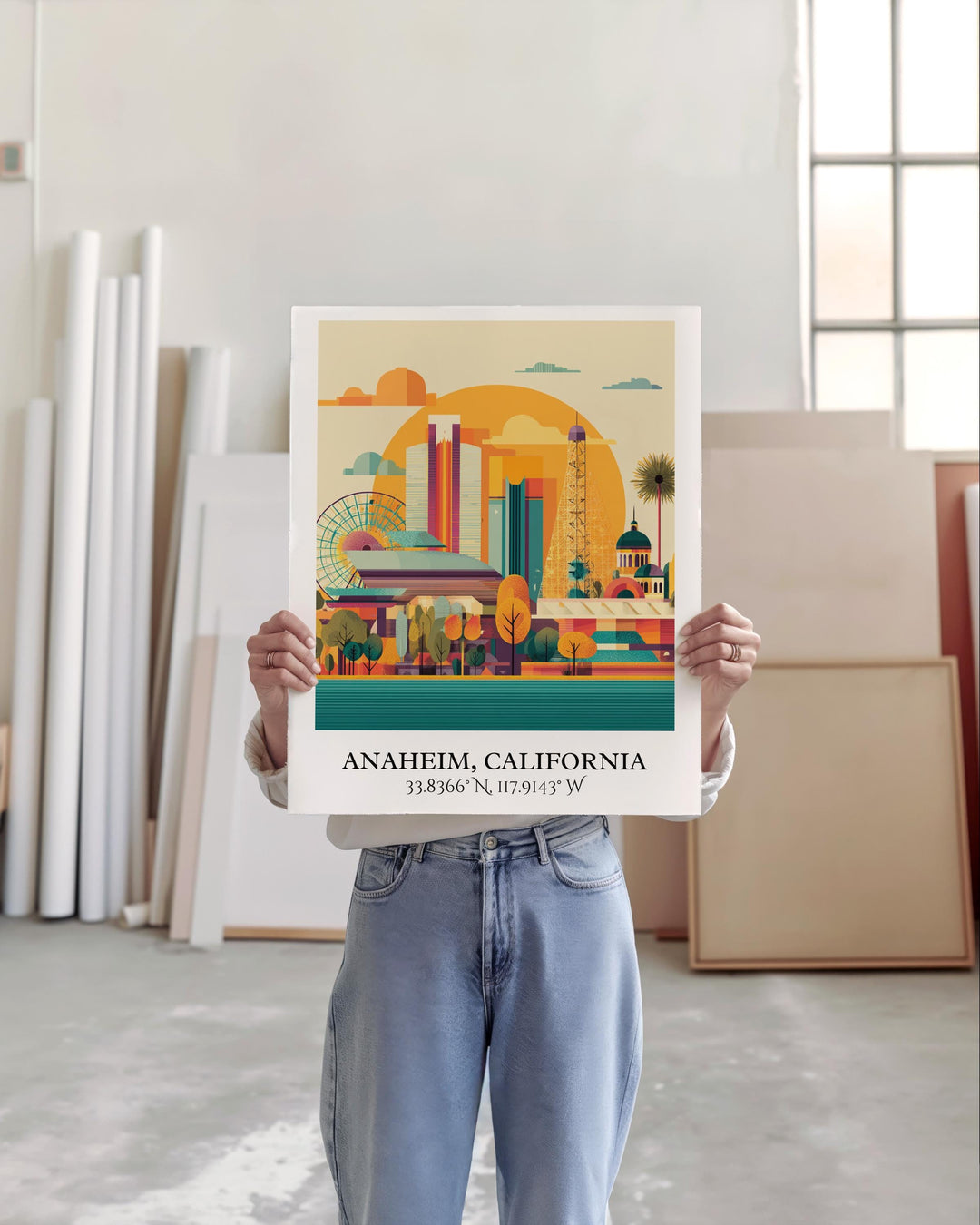 Anaheim CA Art, Anaheim Retro Travel Art, Anaheim Home Decor, Anaheim California Gift, Cali Travel Art, Travel Prints, Housewarming Gift