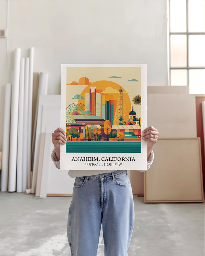 Anaheim CA Art, Anaheim Retro Travel Art, Anaheim Home Decor, Anaheim California Gift, Cali Travel Art, Travel Prints, Housewarming Gift