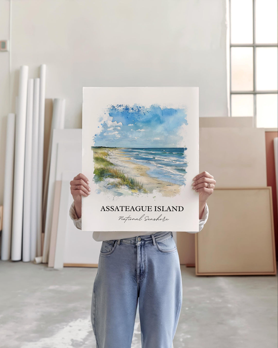 Assateague Island Art, Assateague Print, Virginia Watercolor Art, Assateague Island Gift, Travel Print, Travel Poster, Housewarming Gift
