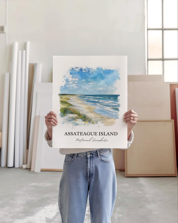 Assateague Island Art, Assateague Print, Virginia Watercolor Art, Assateague Island Gift, Travel Print, Travel Poster, Housewarming Gift