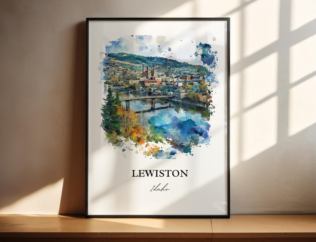 Lewiston Idaho Wall Art, Lewiston ID Print, Idaho Watercolor Art, Nez Perce County Gift, Travel Print, Travel Poster, Housewarming Gift