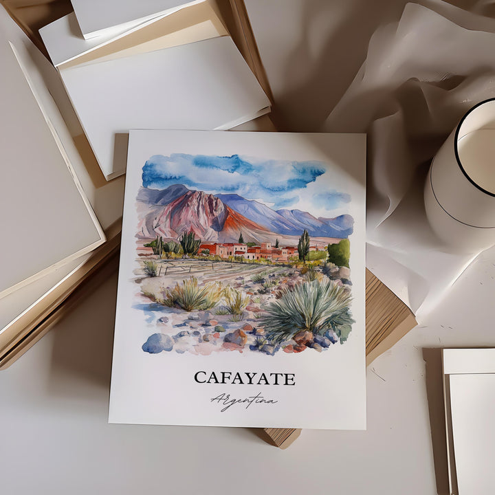 Cafayate Wall Art, Cafayate Print, Argentina Watercolor Art, Cafayate Argentina Gift, Travel Print, Travel Poster, Housewarming Gift