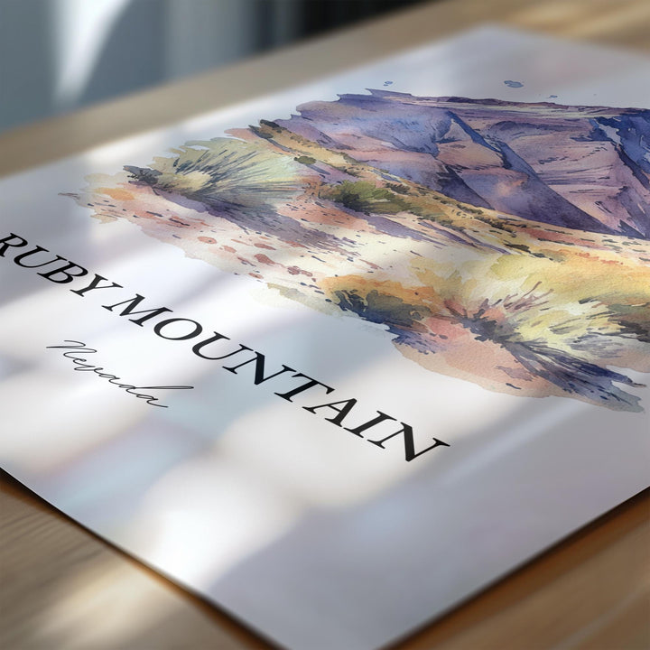 Ruby Mountains NV Wall Art, Elko County Print, Nevada Watercolor Art, Ruby Mountains Gift, Travel Print, Travel Poster, Housewarming Gift