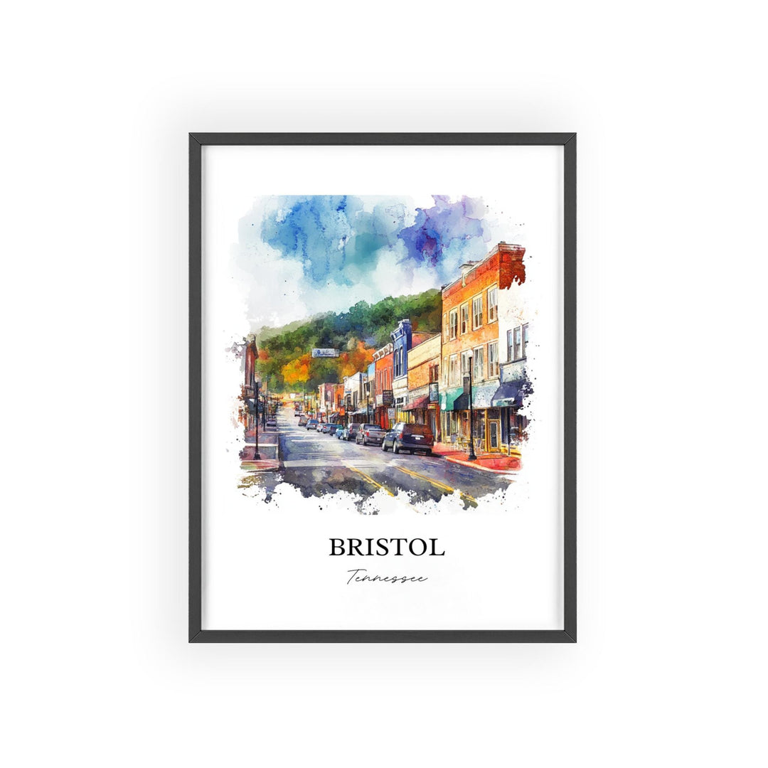 Bristol TN Wall Art, Sullivan County Print, Tennessee Watercolor Art, Bristol Tennessee Gift, Travel Print, Travel Poster, Housewarming Gift