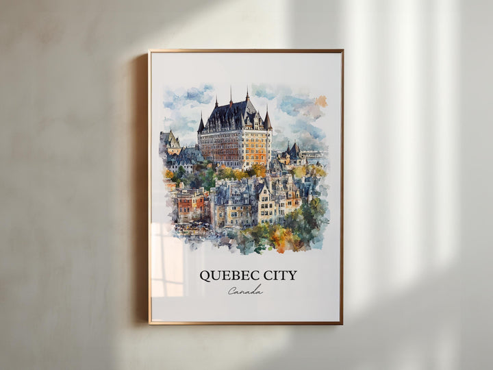 Quebec City Wall Art, Saint Lawrence River Print, Canada Watercolor Art, Quebec City Gift, Travel Print, Travel Poster, Housewarming Gift