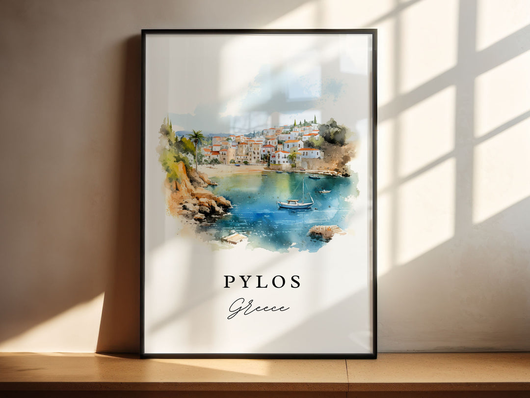 Pylos Greece Wall Art, Pylos Print, Pylos Watercolor Art, Pylos Greece Gift,