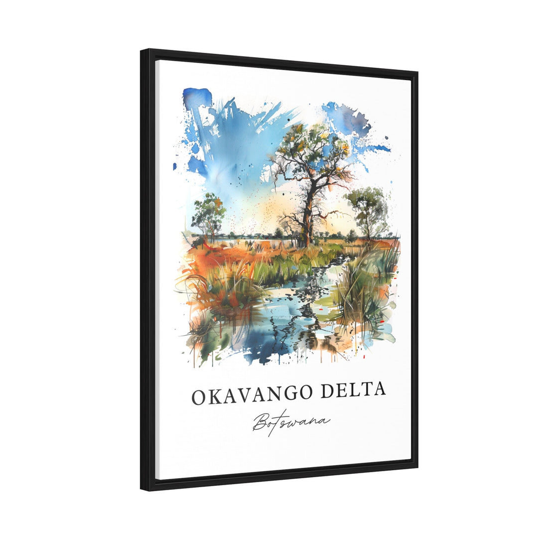 Okavango Delta Wall Art, Okavango Botswana Print, Botswana Watercolor, Botswana Gift,