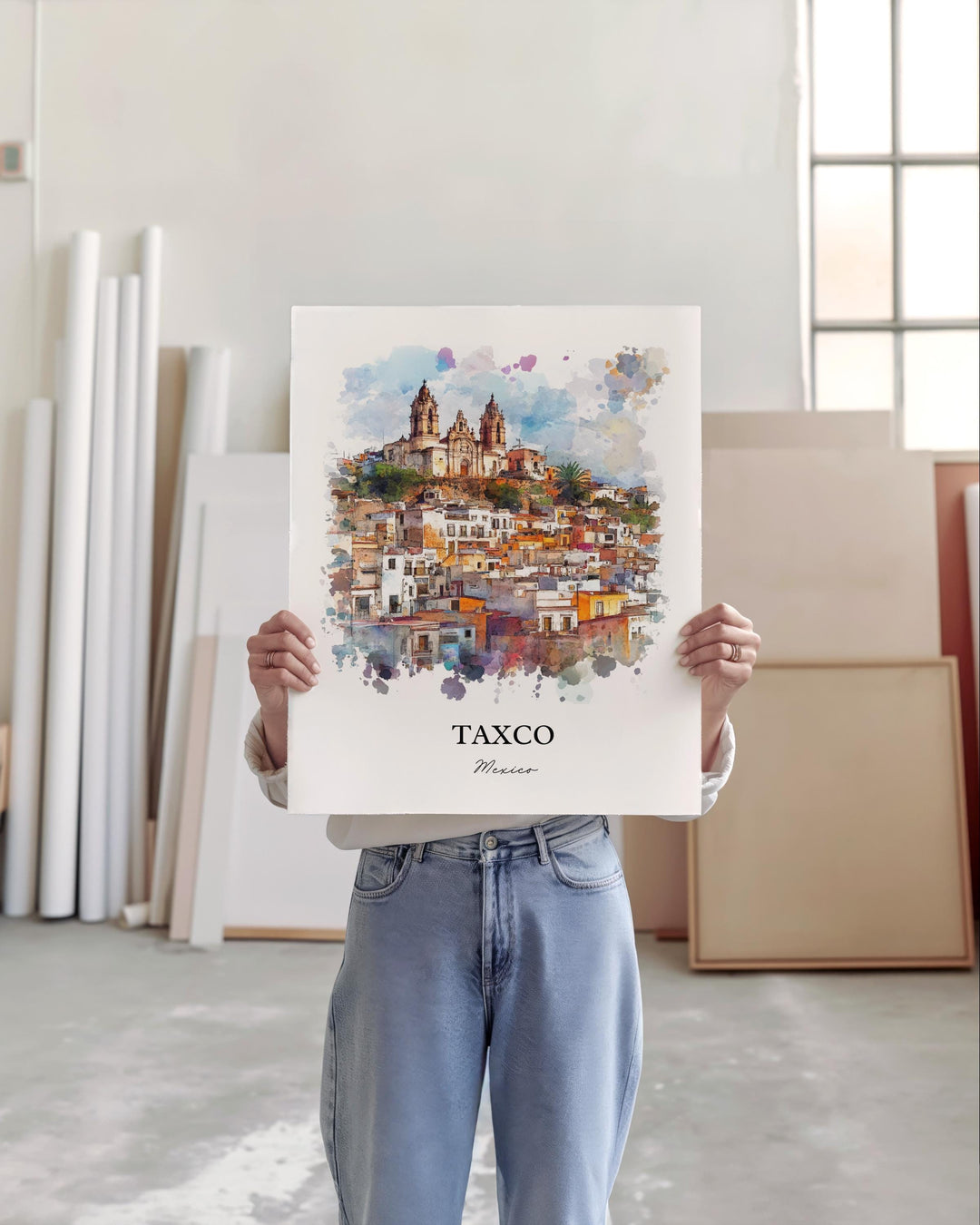 Taxco Mexico Wall Art, Guerrero State Print, Mexico Watercolor Art, Taxco Mexico Gift, Travel Print, Travel Poster, Housewarming Gift