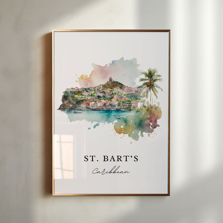 St. Bart's Caribbean wall art - Caribbean, St Barts poster, Saint Barts Wedding gift, Birthday present, Custom Text, Personalised Gift