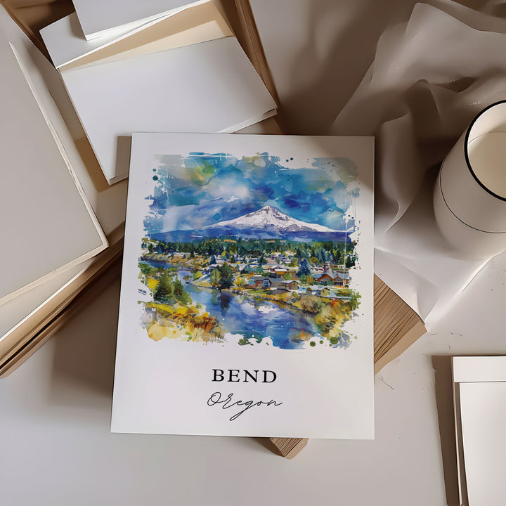 Bend, Oregon – Watercolor Art Print
