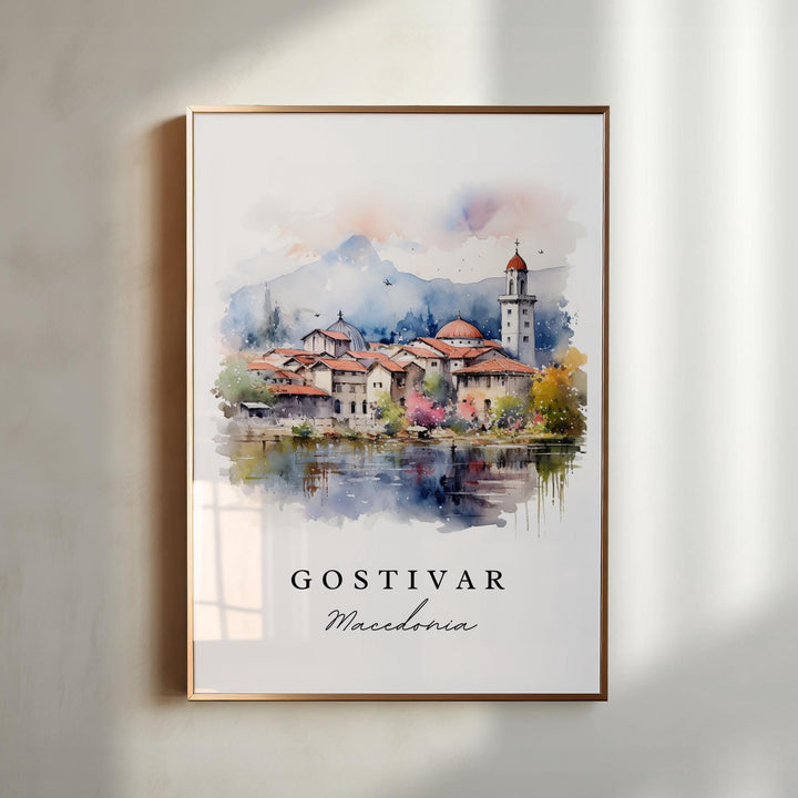 Gostivar Wall Art, Gostivar Print, Macedonia Watercolor Art, Gostivar Macedonia Gift,