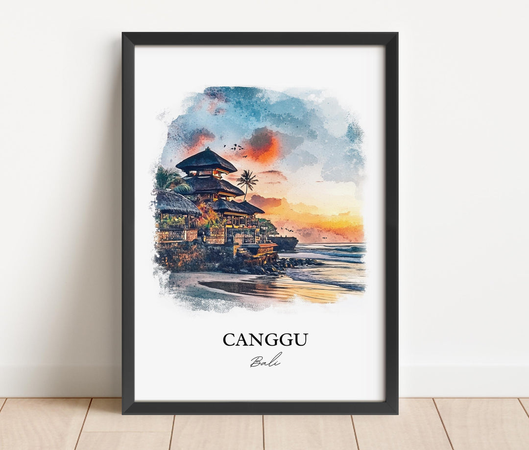 Canggu Wall Art, Bali Print, Bali Watercolor Art, Canggu Bali Gift, Travel Print, Travel Poster, Housewarming Gift
