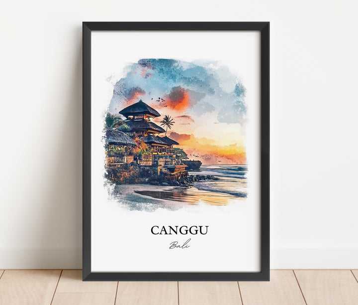Canggu Wall Art, Bali Print, Bali Watercolor Art, Canggu Bali Gift, Travel Print, Travel Poster, Housewarming Gift