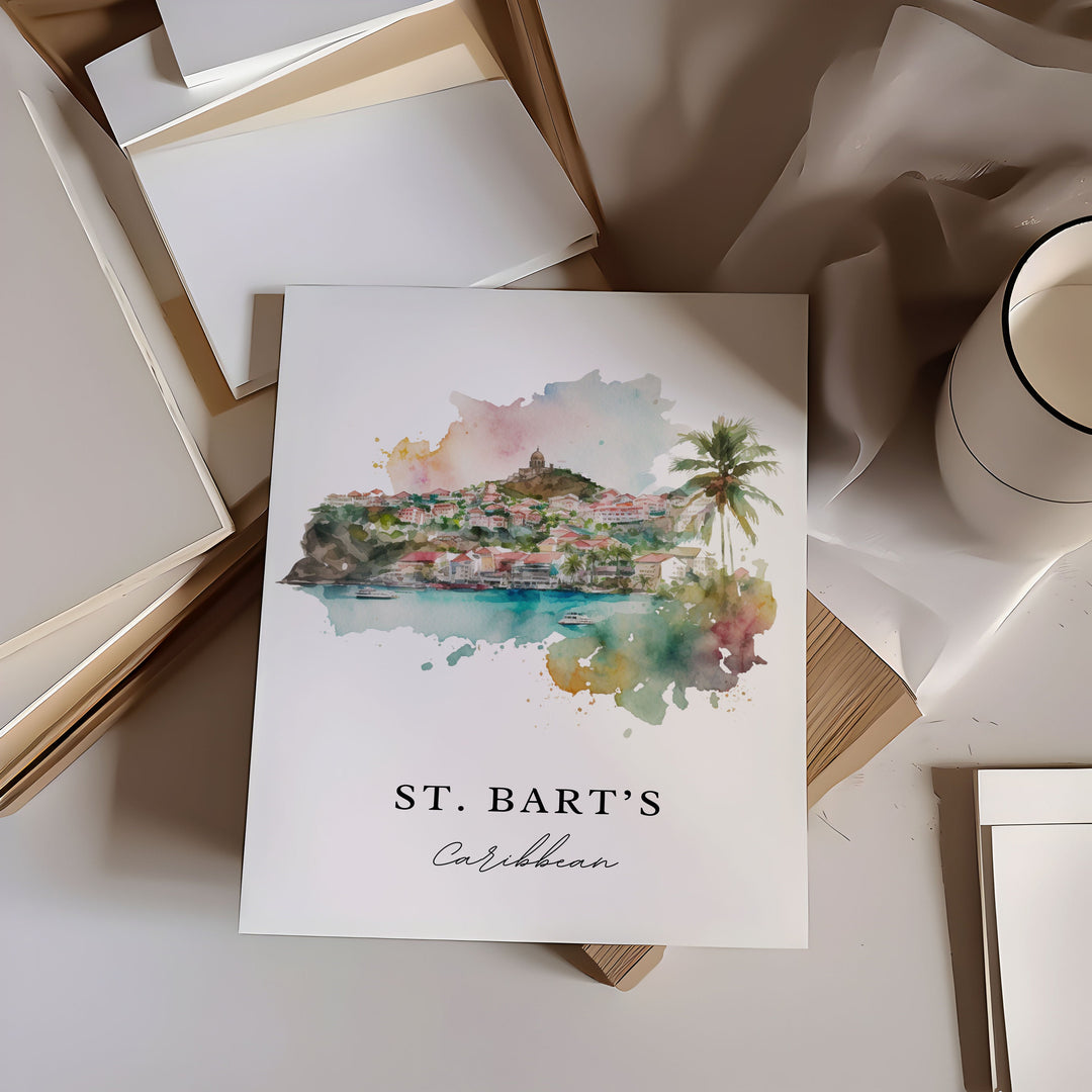 St. Bart's Caribbean wall art - Caribbean, St Barts poster, Saint Barts Wedding gift, Birthday present, Custom Text, Personalised Gift