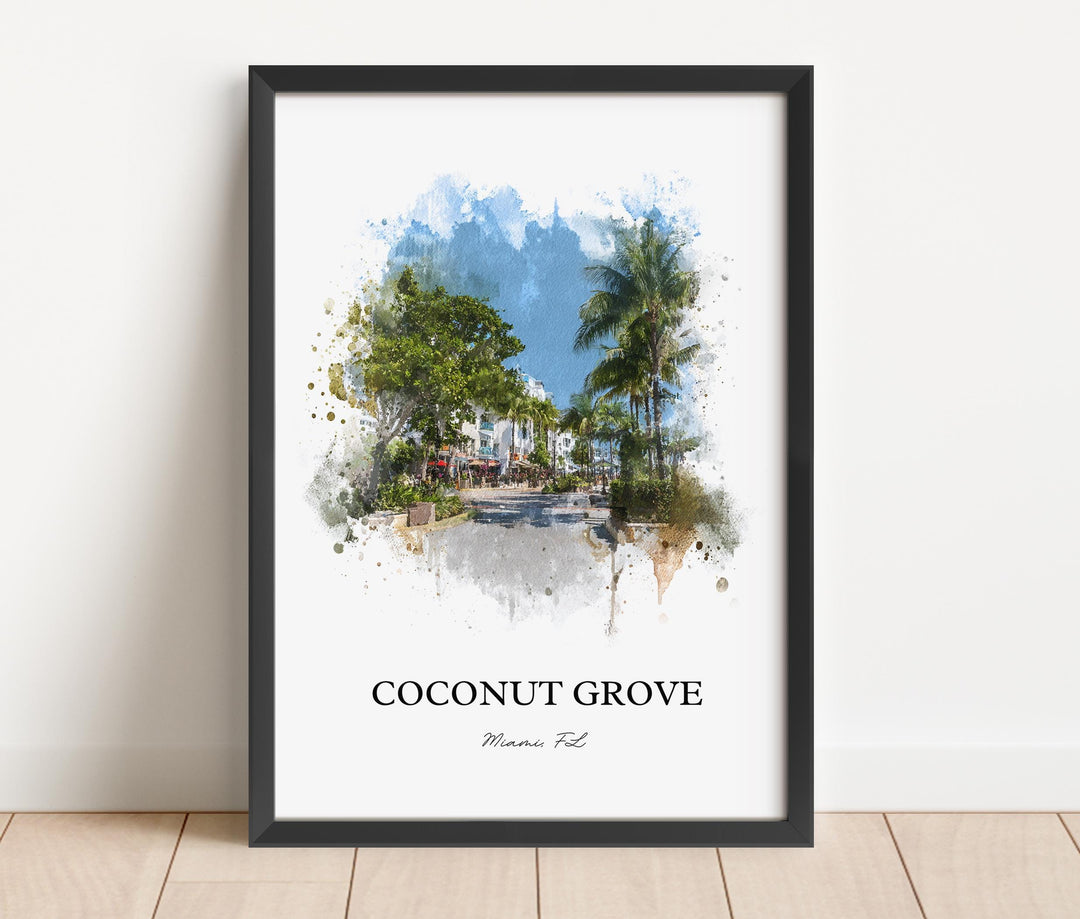 Coconut Grove, FL – Watercolor Art Print