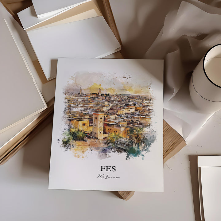 Fes, Morocco – Watercolor Art Print