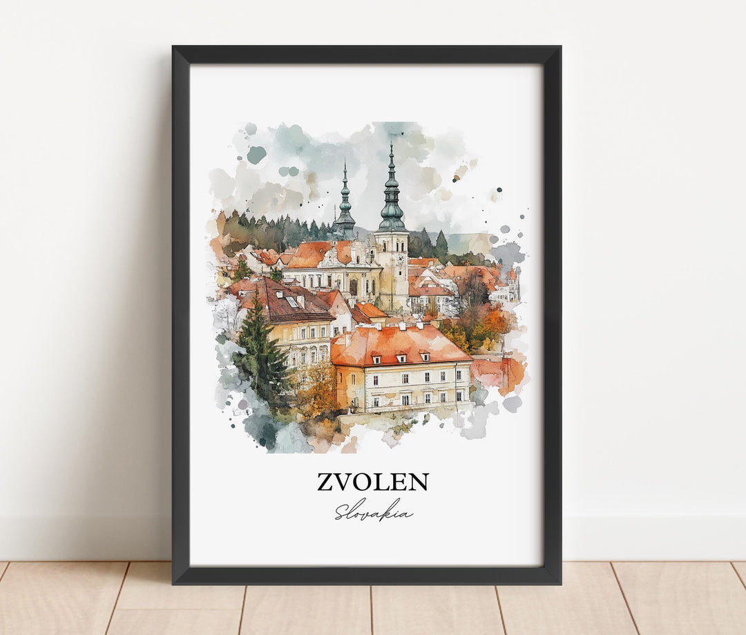 Zvolen Wall Art, Zvolen Slovakia Print, Slovakia Watercolor Art, Slovakia Gift, Travel Print, Travel Poster, Housewarming Gift