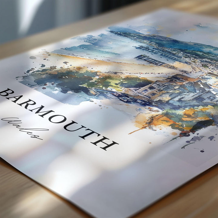 Barmouth Wales Wall Art, Gwynedd UK Print, Wales Watercolor Art, Barmouth Wales Gift, Travel Print, Travel Poster, Housewarming Gift