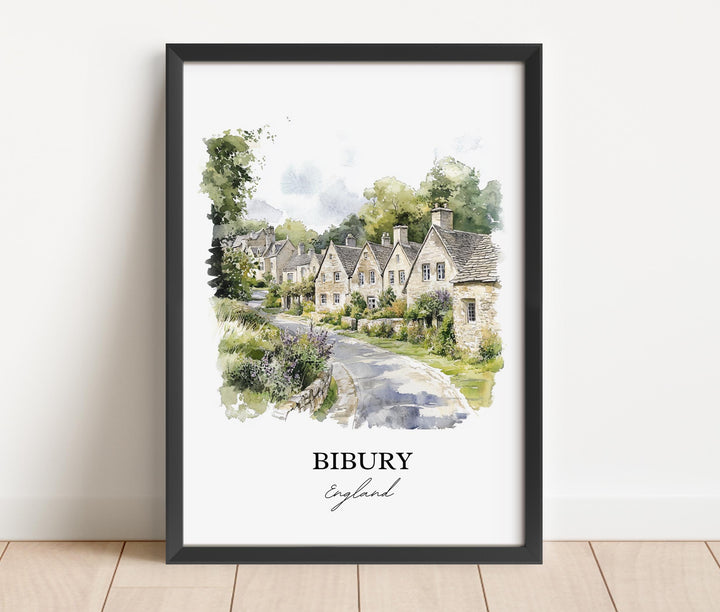 Bibury England Wall Art, Bibury Print, Gloucestershire Watercolor Art, Cotswolds Gift, Travel Print, Travel Poster, Housewarming Gift