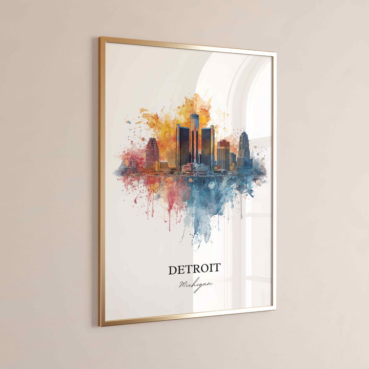 Detroit, MI – Watercolor Art Print