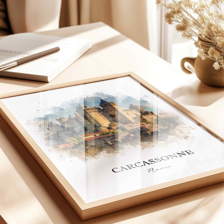 Carcassonne, France – Watercolor Art Print