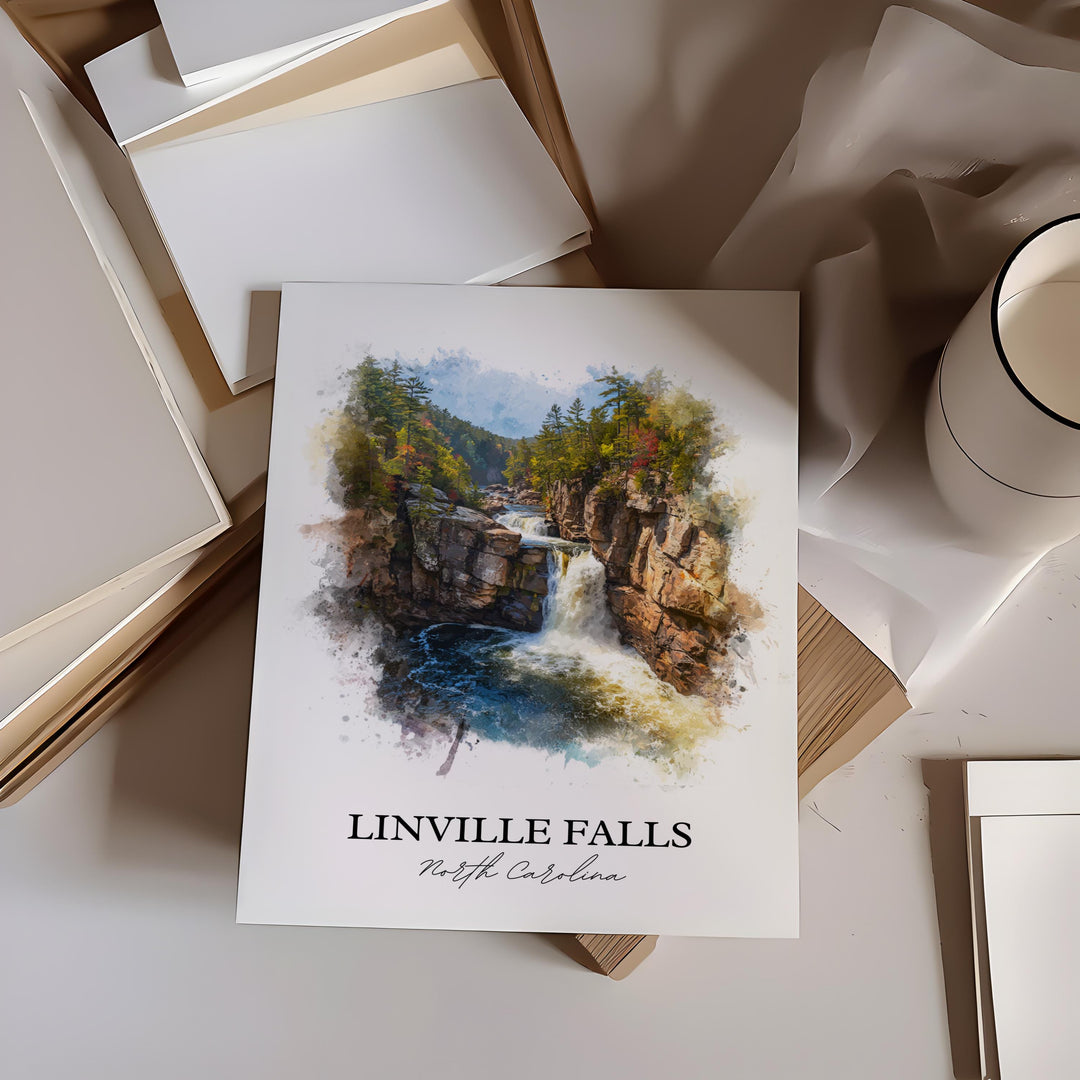 Linville Falls Wall Art, Linville NC Print, North Carolina Artwork, Linville Falls Gift, Travel Print, Travel Poster, Housewarming Gift