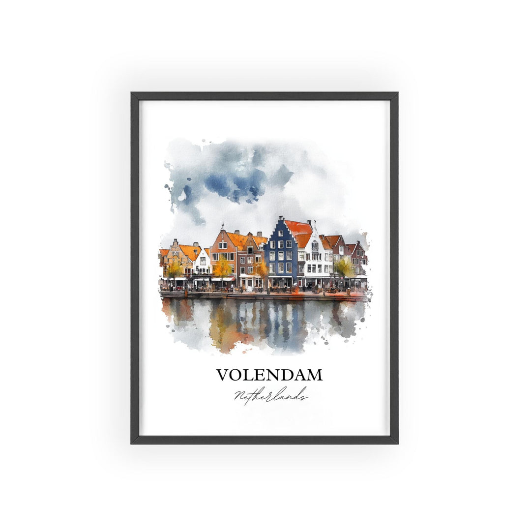 Volendam Wall Art, Dutch Print, Netherlands Watercolor Art, Volendam Gift, Travel Print, Travel Poster, Housewarming Gift