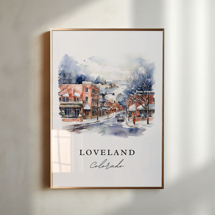 Loveland CO wall art - Colorado, Loveland poster print, Loveland Colorado Wedding gift, Birthday present, Custom Text, Perfect Gift
